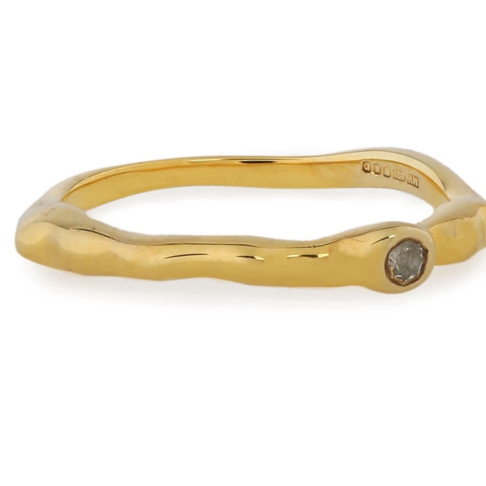 MONICA VINADER 925 sterling silver Gold Vermeil Siren organic wave topaz ring - Picture 13 of 13